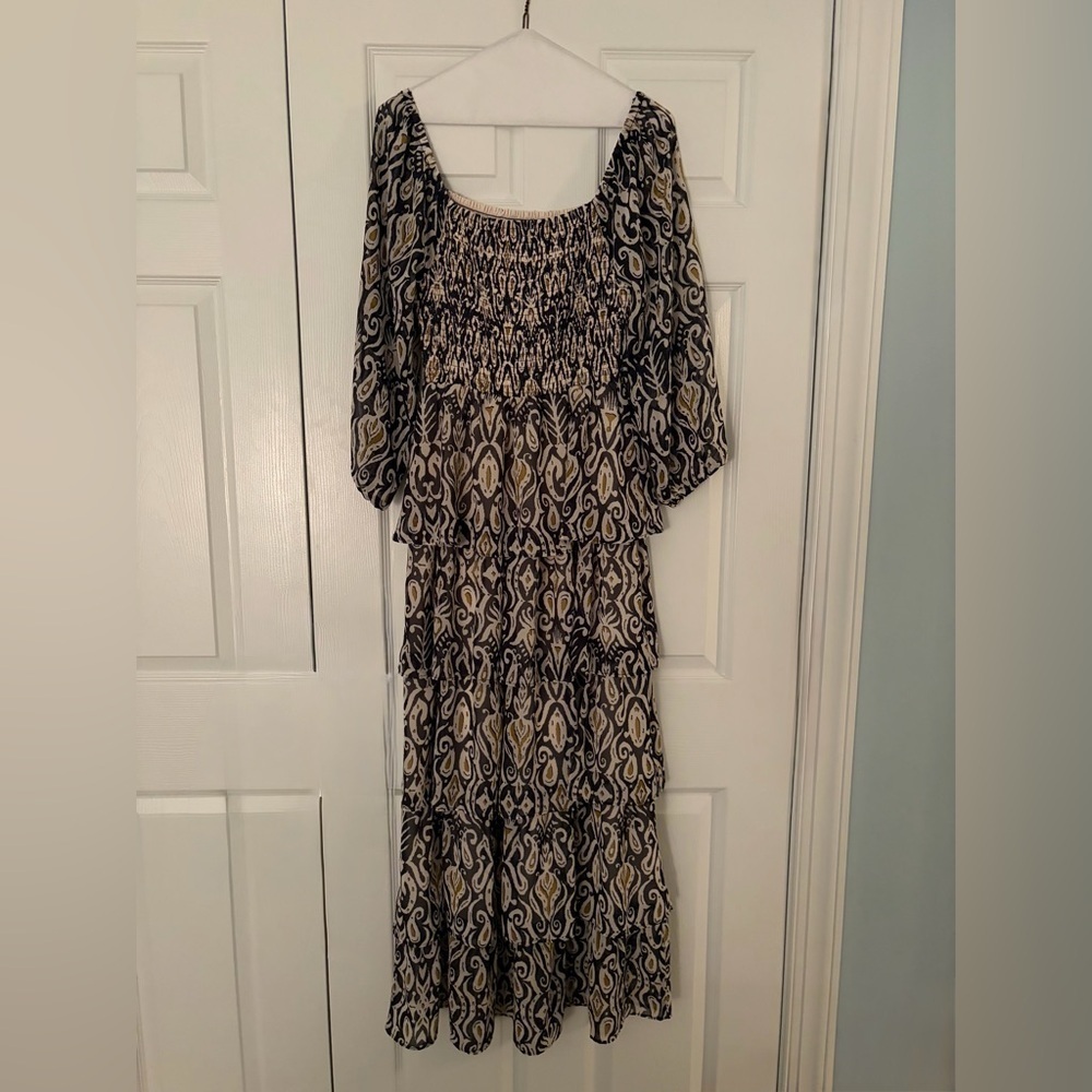 Chelsea Elegant Patterned Maxi ruffle Dress size small - Picture 3 of 7